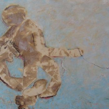 Malerei mit dem Titel "vitiligo-man" von Véronique Wibaux, Original-Kunstwerk, Acryl