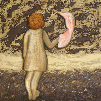 Malerei mit dem Titel "Jeune fille au foul…" von Véronique Wibaux, Original-Kunstwerk, Acryl