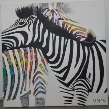 Painting titled "Les zebres" by Vero Mart, Original Artwork, Acrylic