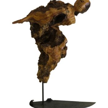 Sculpture titled "La fuite du temps" by Véronique Bellot, Original Artwork, Wood