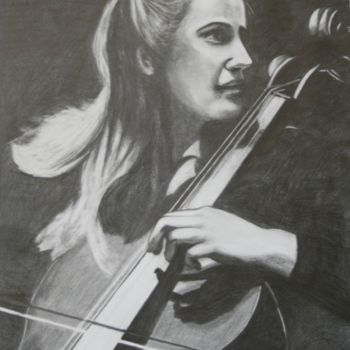 Drawing titled "violoncelliste" by Véronique Boulanger, Original Artwork, Other