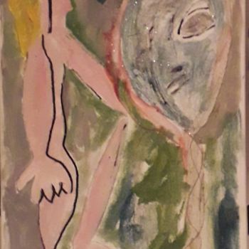 Painting titled "Petite fille regard…" by Véronique Bustsky, Original Artwork, Acrylic