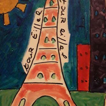 Painting titled "Tour Eiffel" by Véronique Bustsky, Original Artwork, Acrylic