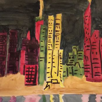 Painting titled "New York City" by Véronique Bustsky, Original Artwork, Acrylic
