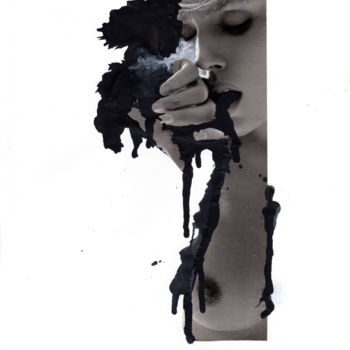 Collages titulada "encre et collage 4" por Véronique Colin, Obra de arte original, Tinta
