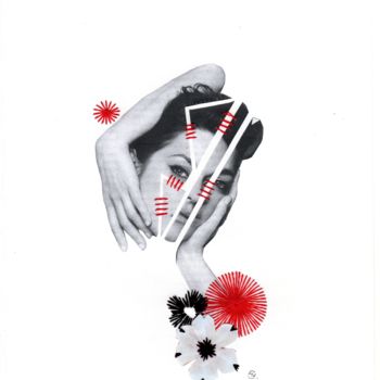 Collages intitulée "Prise de tête" par Véronique Colin, Œuvre d'art originale, Collages