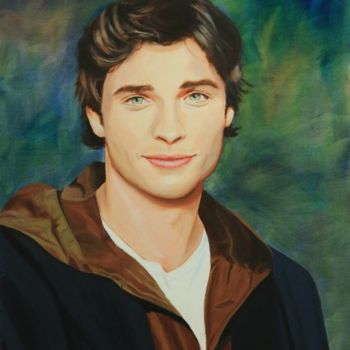 Painting titled "Tom Welling" by Véronique Lepercq, Original Artwork, Oil
