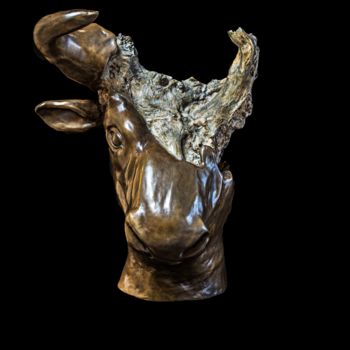 Sculpture titled "Minotaure" by Véronique Richard, Original Artwork, Bronze