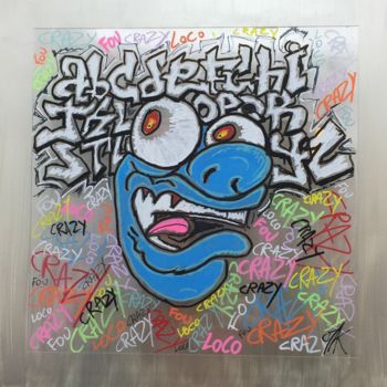 Картина под названием "Crazy alphabet" - Alexis Mathelin, Подлинное произведение искусства, Акрил Установлен на Деревянная п…