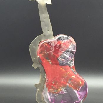 Sculpture titled "Violon acier bronzé…" by Alexis Mathelin, Original Artwork, Glass