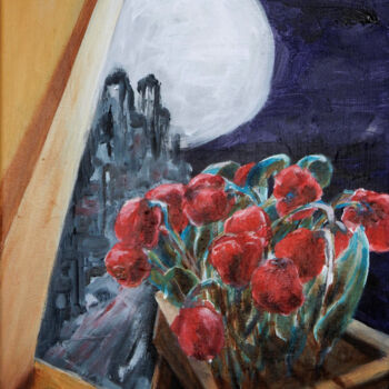 Pittura intitolato "Moonsick Vue 02" da Filip Callewaert, Opera d'arte originale, Acrilico Montato su Telaio per barella in…