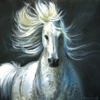 Painting titled "hair horse" by Bubi, Original Artwork, Oil