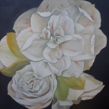 Pintura titulada "Белый цветок" por Tanti, Obra de arte original, Oleo