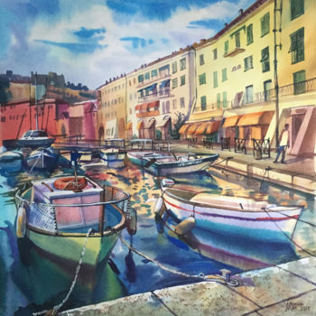 Painting titled "Italian landscape" by Natalia Veyner, Original Artwork, Watercolor