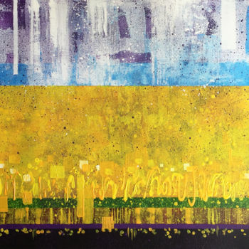 Peinture intitulée "Rapeseed field. Gol…" par Natalia Veyner, Œuvre d'art originale, Acrylique