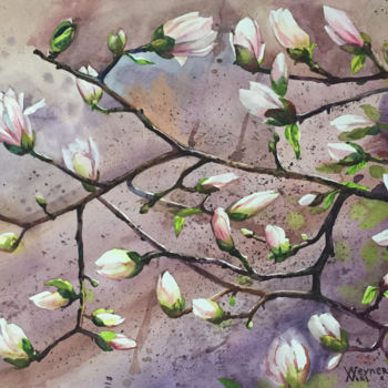 Painting titled "Spring flowers of P…" by Natalia Veyner, Original Artwork, Watercolor