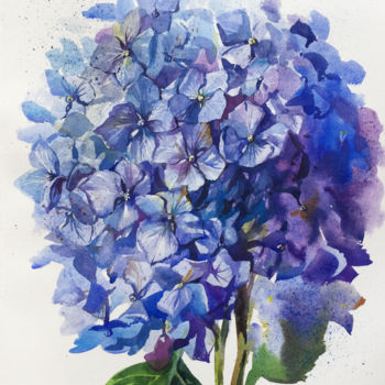 제목이 "Blue hydrangea bouq…"인 미술작품 Natalia Veyner로, 원작, 수채화