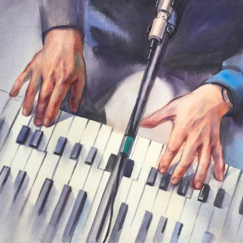 Pittura intitolato "Musician. Pianist,…" da Natalia Veyner, Opera d'arte originale, Acquarello