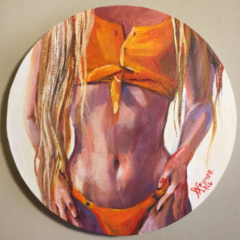 Peinture intitulée "Girl in an orange s…" par Natalia Veyner, Œuvre d'art originale, Acrylique