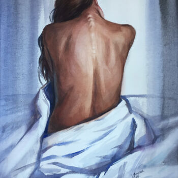 Peinture intitulée "Awakening. Portrait…" par Natalia Veyner, Œuvre d'art originale, Aquarelle