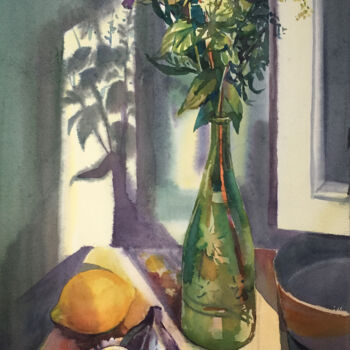 Malarstwo zatytułowany „Still life with fig…” autorstwa Natalia Veyner, Oryginalna praca, Akwarela