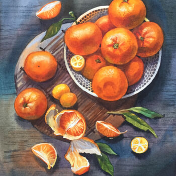 Painting titled "Still life with tan…" by Natalia Veyner, Original Artwork, Watercolor