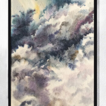 Painting titled "Clouds. The sky aft…" by Natalia Veyner, Original Artwork, Watercolor