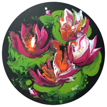Painting titled "Water lilies. Abstr…" by Natalia Veyner, Original Artwork, Acrylic