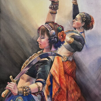 Painting titled "Saber dance. Dancin…" by Natalia Veyner, Original Artwork, Watercolor