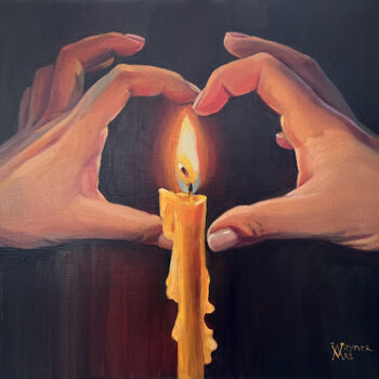 Painting titled "Hot heart. Love in…" by Natalia Veyner, Original Artwork, Oil