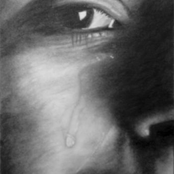 Disegno intitolato "Lacrima" da Vg-Art, Opera d'arte originale, Carbone