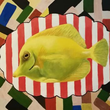 Schilderij getiteld "Yellow Fish" door Viacheslav Bitkin, Origineel Kunstwerk, Olie