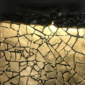 Sculpture titled "Golden stream." by Viacheslav Zaykin, Original Artwork, Plaster