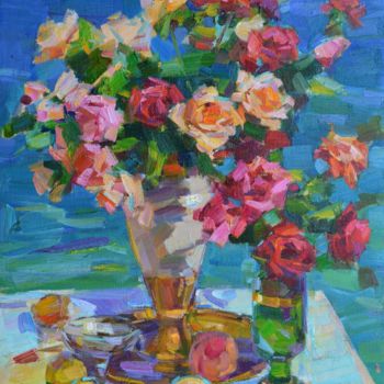 Peinture intitulée "розы" par Viacheslaw Pereta, Œuvre d'art originale, Huile