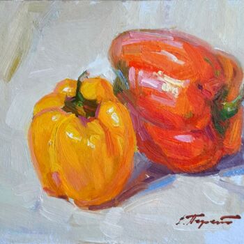 Painting titled "Poivrons" by Viacheslaw Pereta, Original Artwork, Oil