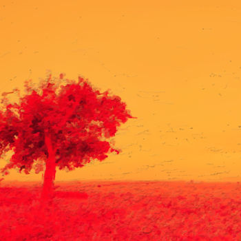Digital Arts titled "The Red Tree" by Viajacobi, Original Artwork, Digital Painting