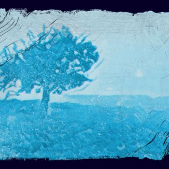 Digitale Kunst getiteld "Blue Tree in the Fog" door Viajacobi, Origineel Kunstwerk, 2D Digital Work