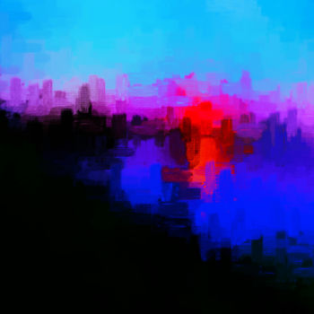 Digitale Kunst mit dem Titel "Sunrise at the lake…" von Viajacobi, Original-Kunstwerk, 2D digitale Arbeit