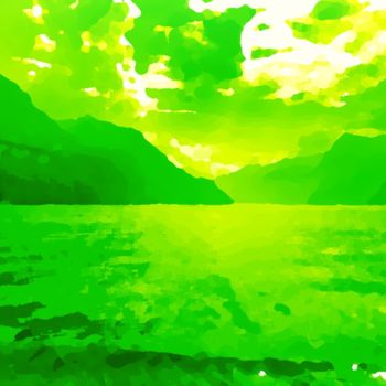 Arts numériques intitulée "The Lake - variatio…" par Viajacobi, Œuvre d'art originale, Travail numérique 2D