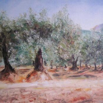 Peinture intitulée "Champ d'oliviers" par Yvette Vianney-Liaud, Œuvre d'art originale