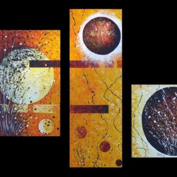 Painting titled "Lune 6" by Mariev, Original Artwork, Oil