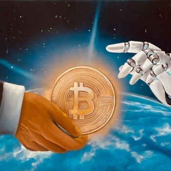 Картина под названием "Bitcoin for you" - Vicca, Подлинное произведение искусства, Масло