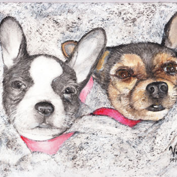 Painting titled "0033-Perritos Chihu…" by Vicente Portillo O Vincent Of Houston, Original Artwork