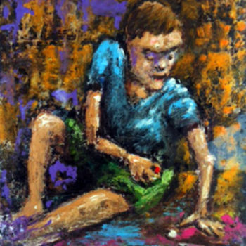 Painting titled "030-Niño de la calle" by Vicente Portillo O Vincent Of Houston, Original Artwork