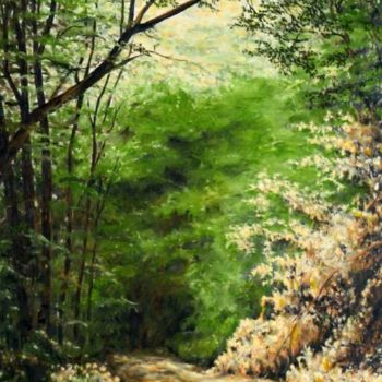 Pittura intitolato "Camino en el bosque" da Vicente Pastor Navarrete, Opera d'arte originale, Olio