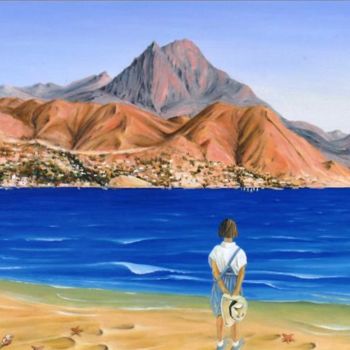 Painting titled "Irene y el mar" by Vicente Pastor Navarrete, Original Artwork, Oil