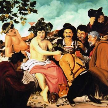 Painting titled "Los borrachos" by Vicente Pastor Navarrete, Original Artwork, Oil