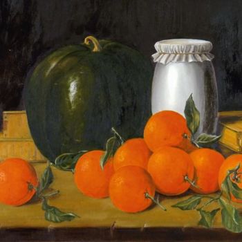 Pintura titulada "Bodegon de naranjas" por Vicente Pastor Navarrete, Obra de arte original, Oleo