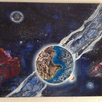 Schilderij getiteld "L'espace-temps" door Victor Kuchto, Origineel Kunstwerk, Olie