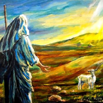 Pittura intitolato "the Shepherd...and…" da Painter Victor Peled, Opera d'arte originale